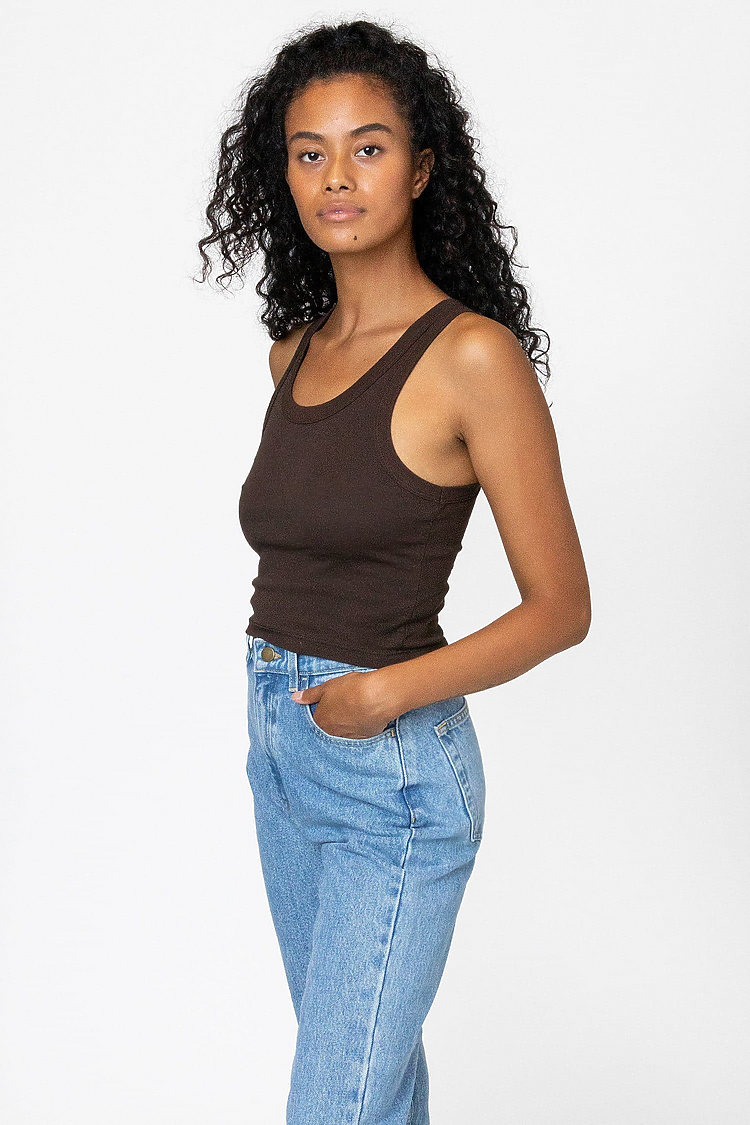 Sporty Baby Rib Crop Tank BROWN