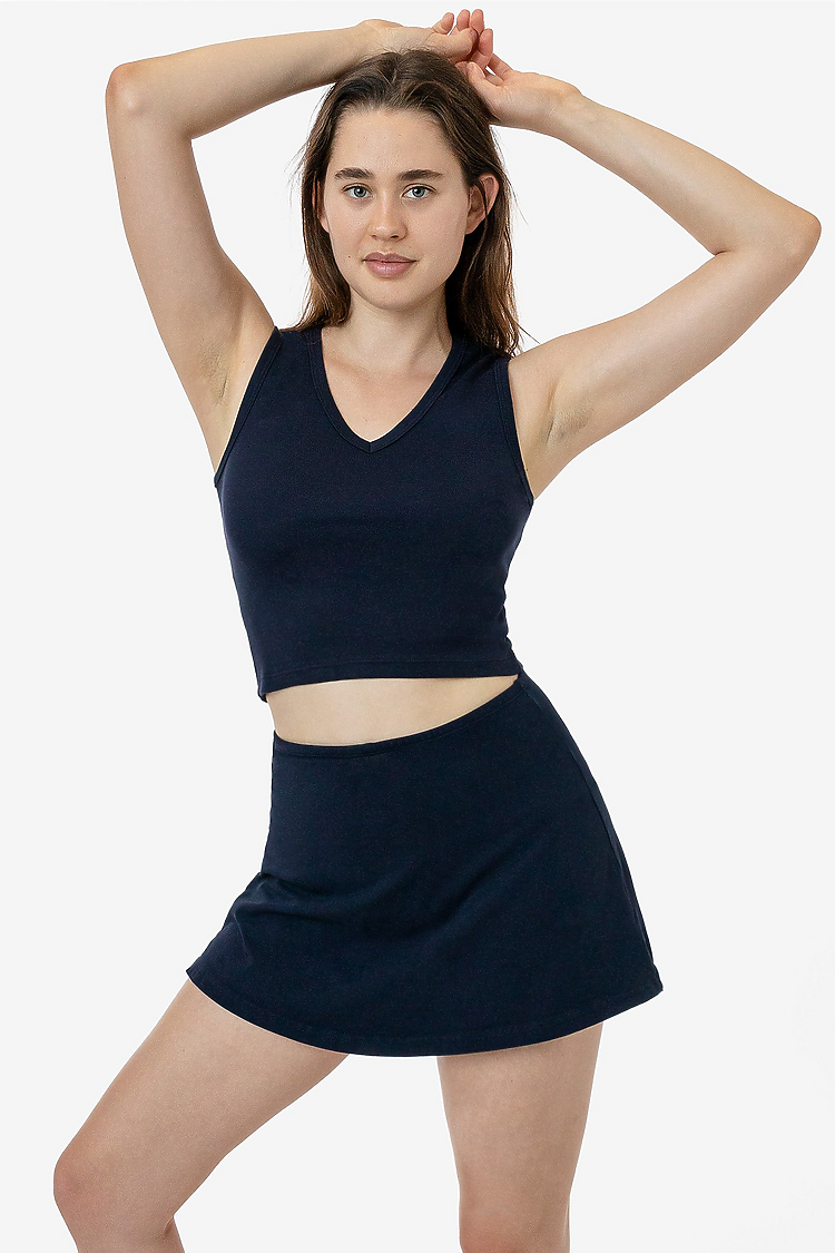 Baby Rib Sleeveless Vneck Crop NAVY