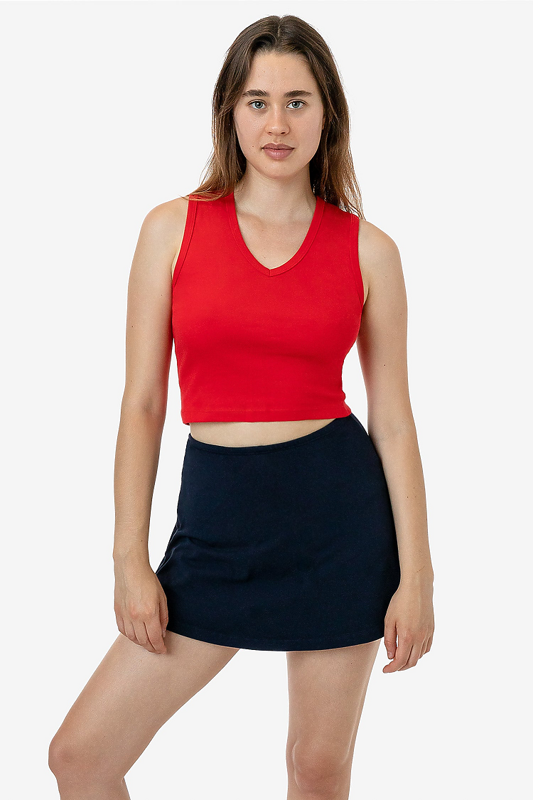Baby Rib Sleeveless Vneck Crop RED