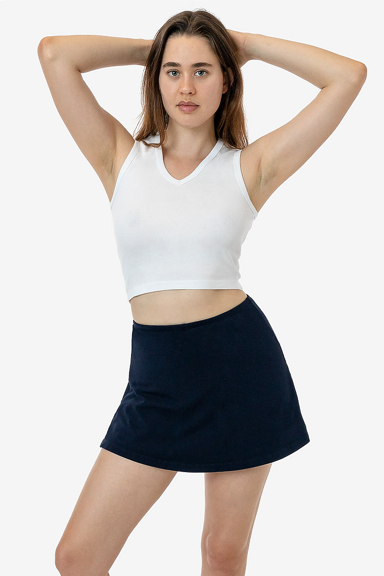 Baby Rib Sleeveless Vneck Crop White