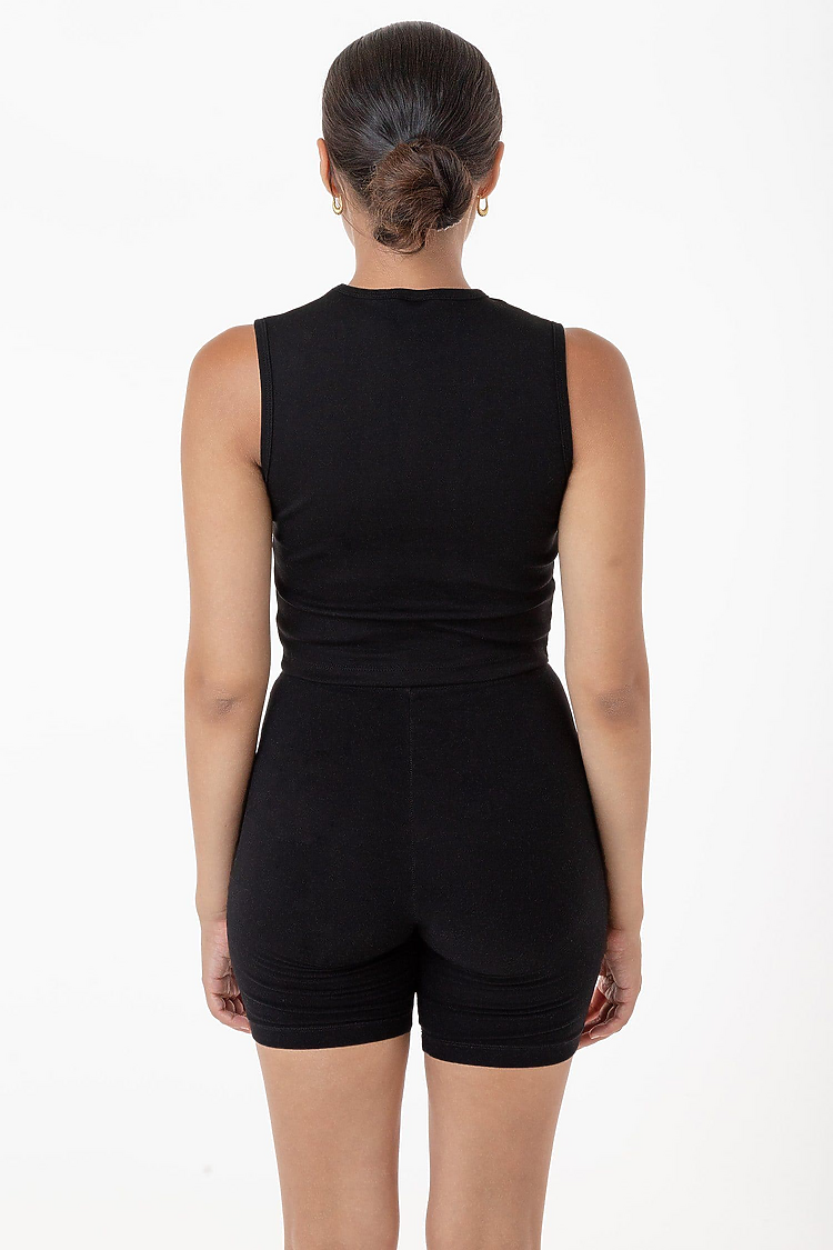 Baby Rib Sleeveless Crew Neck Black