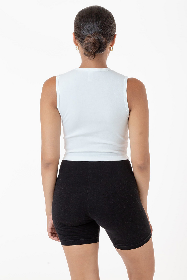 Baby Rib Sleeveless Crew Neck White