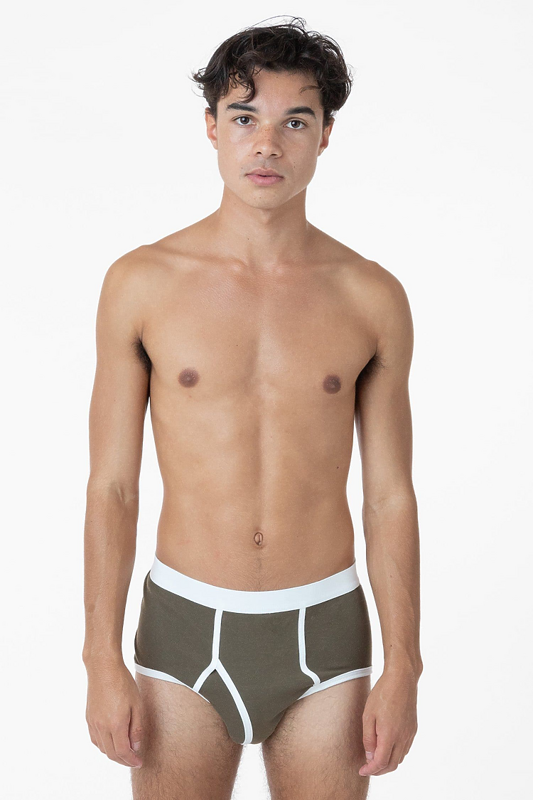 Baby Rib Brief Army/White