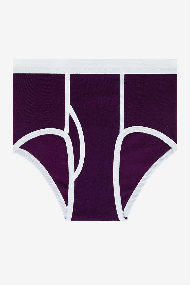 Baby Rib Brief Eggplant/White