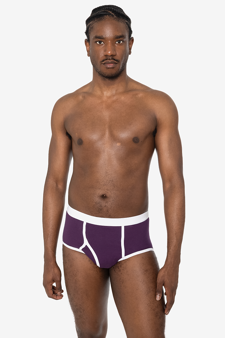 Baby Rib Brief Eggplant/White