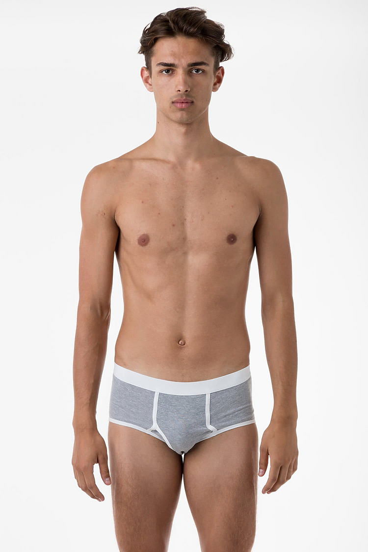 Baby Rib Brief Heather Grey/White