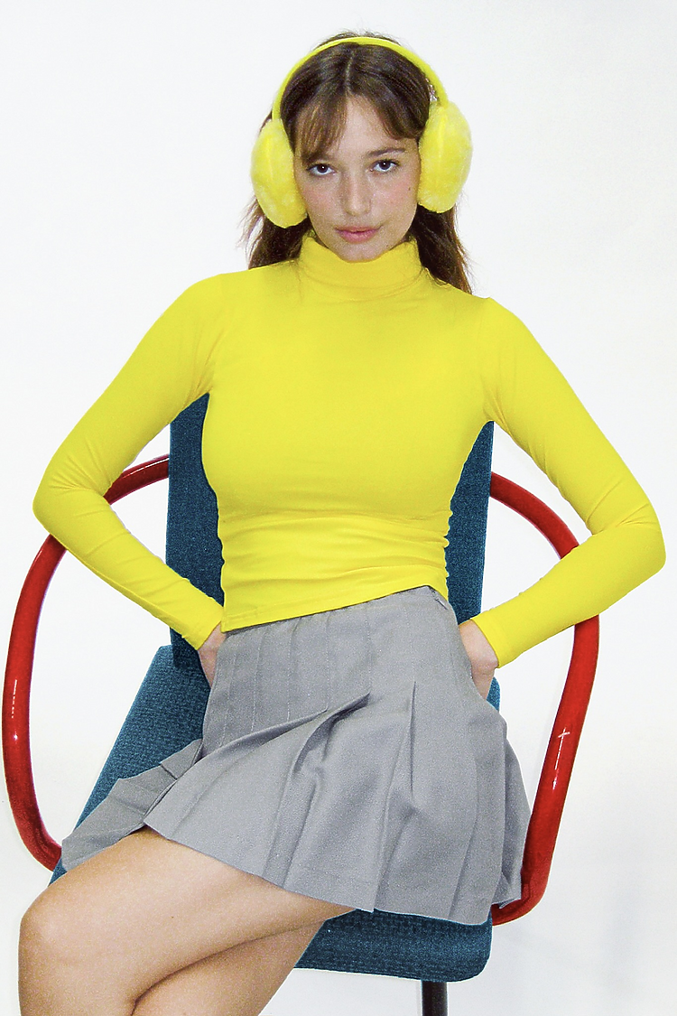 Cotton Spandex Turtleneck Primary Yellow