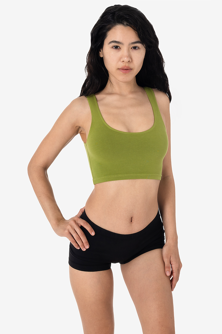 Ctn Spndx Tank Crop Top Celery Green SupportIMG2