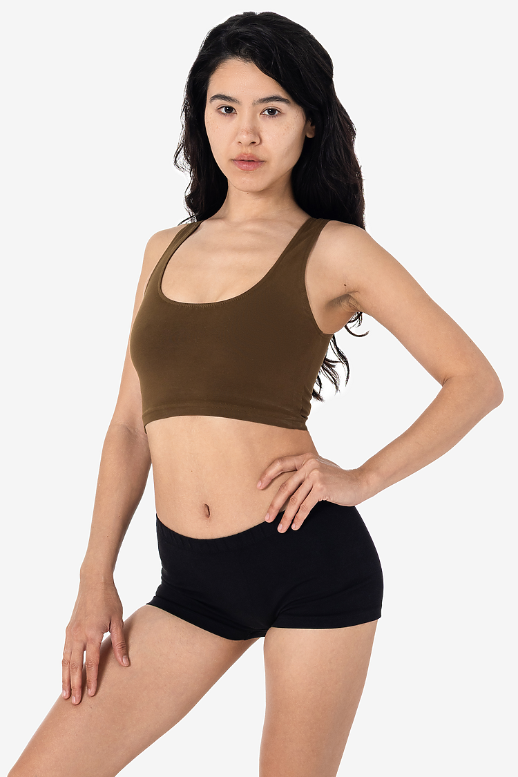 Ctn Spndx Tank Crop Top Dark Olive SupportIMG3