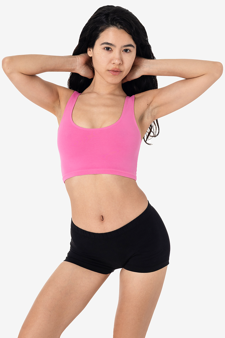 Ctn Spndx Tank Crop Top Pink Carnation SupportIMG2