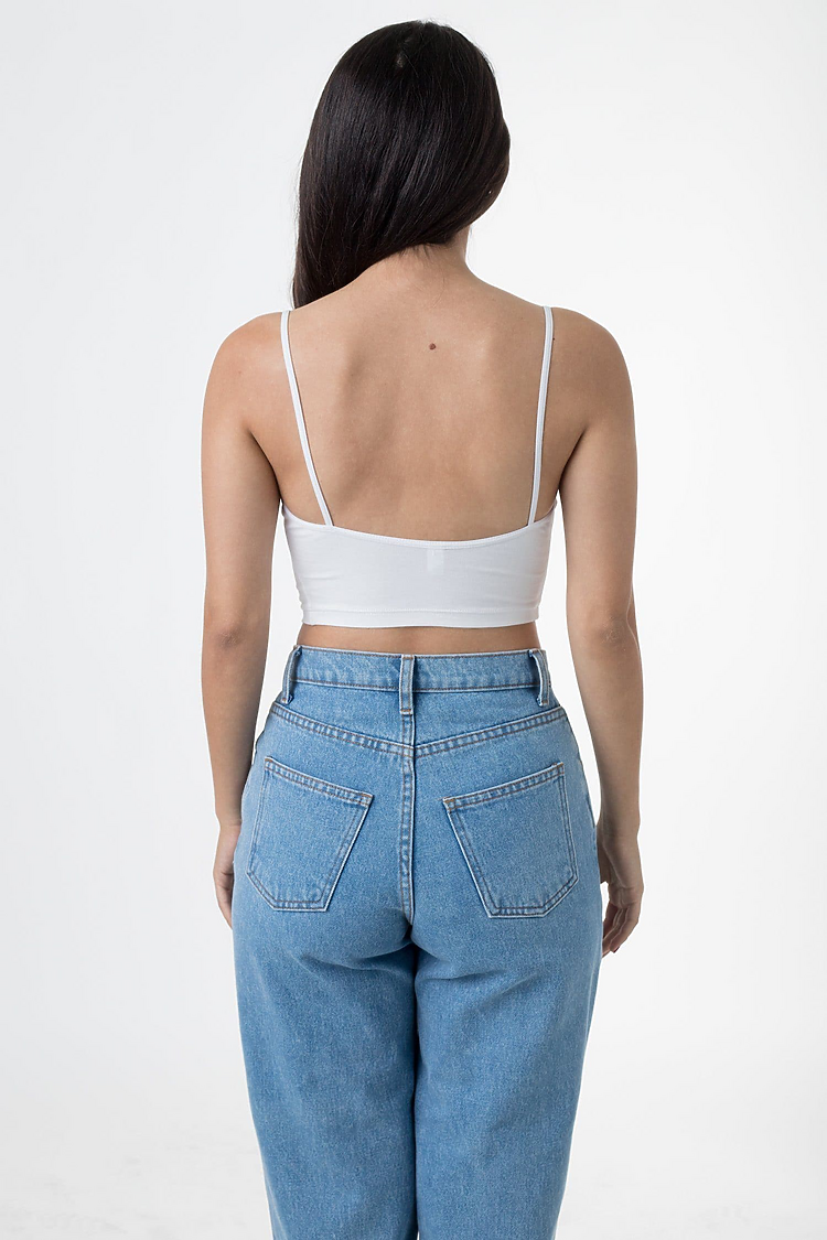 Ctn Spndx Spaghetti Crop Top White