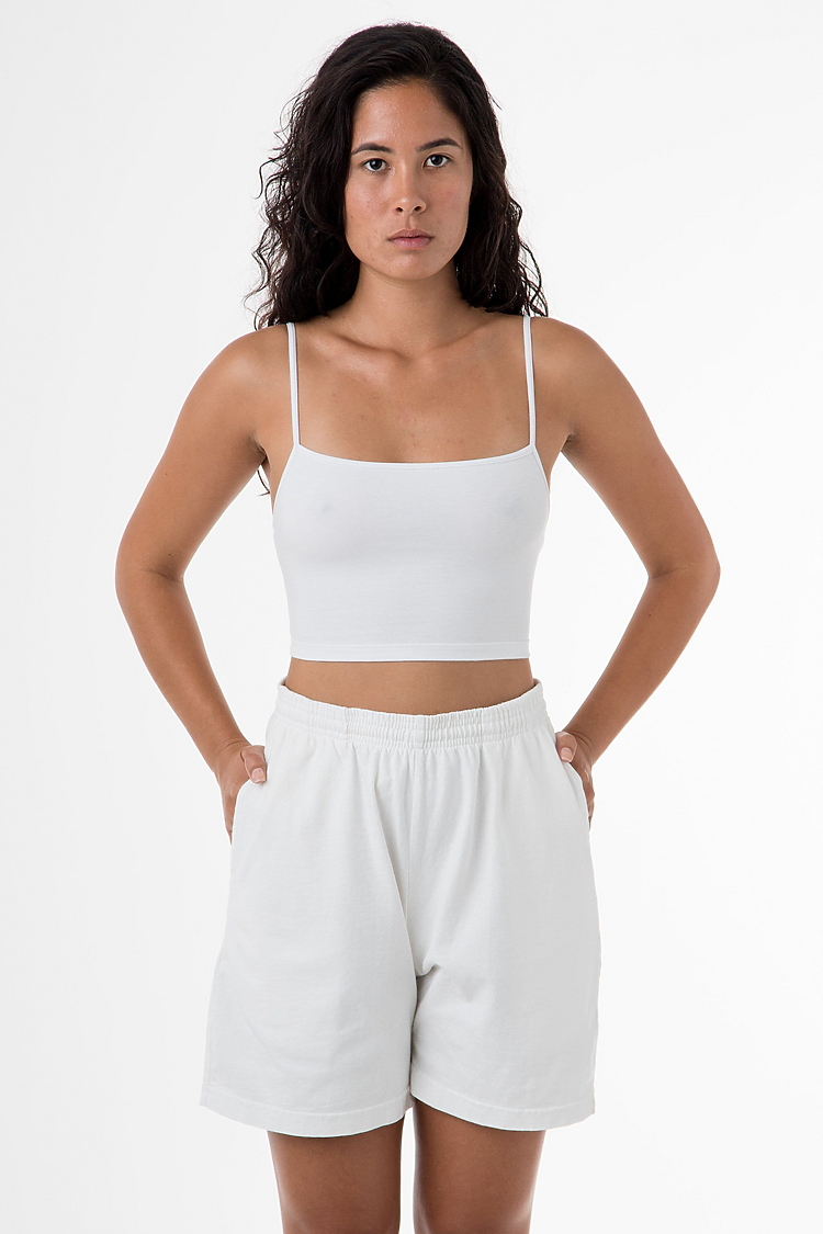 Ctn Spndx Spaghetti Crop Top White