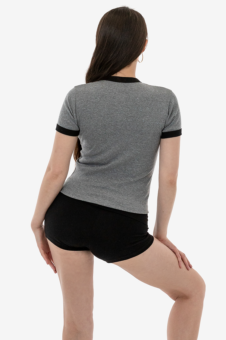 Womens Triblend Rib Ringer Tee Athletic Grey/Black