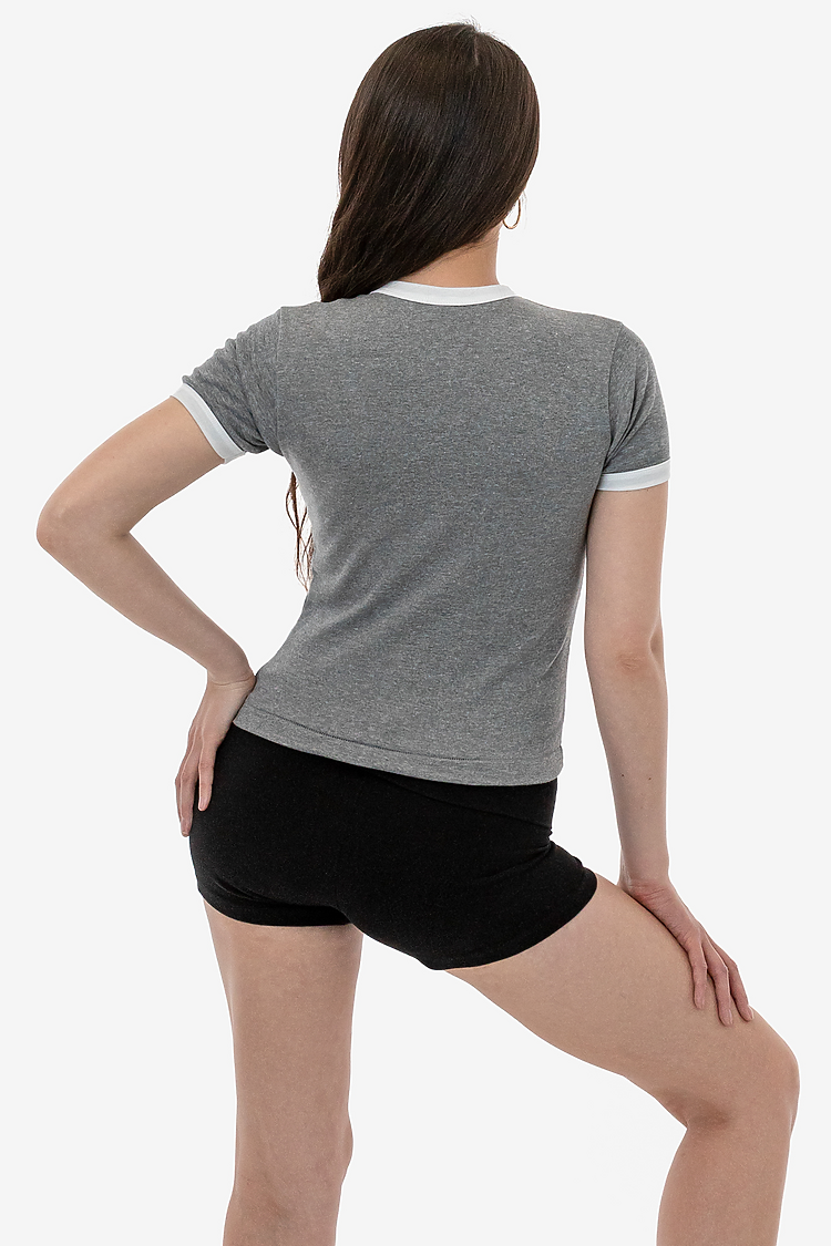Womens Triblend Rib Ringer Tee Athletic Grey/White