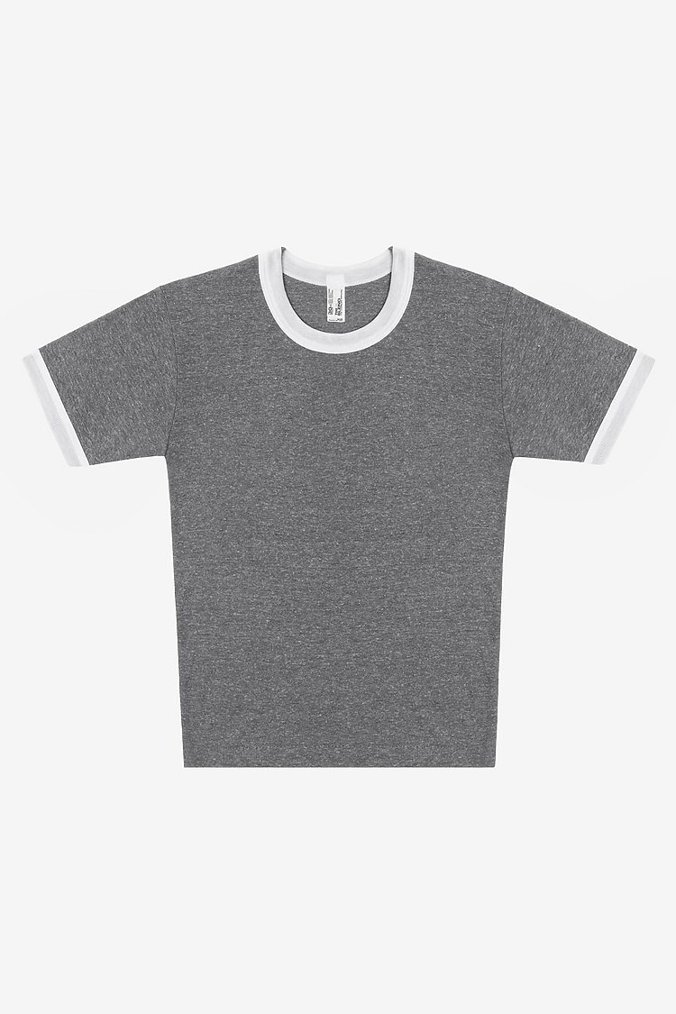 Womens Triblend Rib Ringer Tee Athletic Grey/White