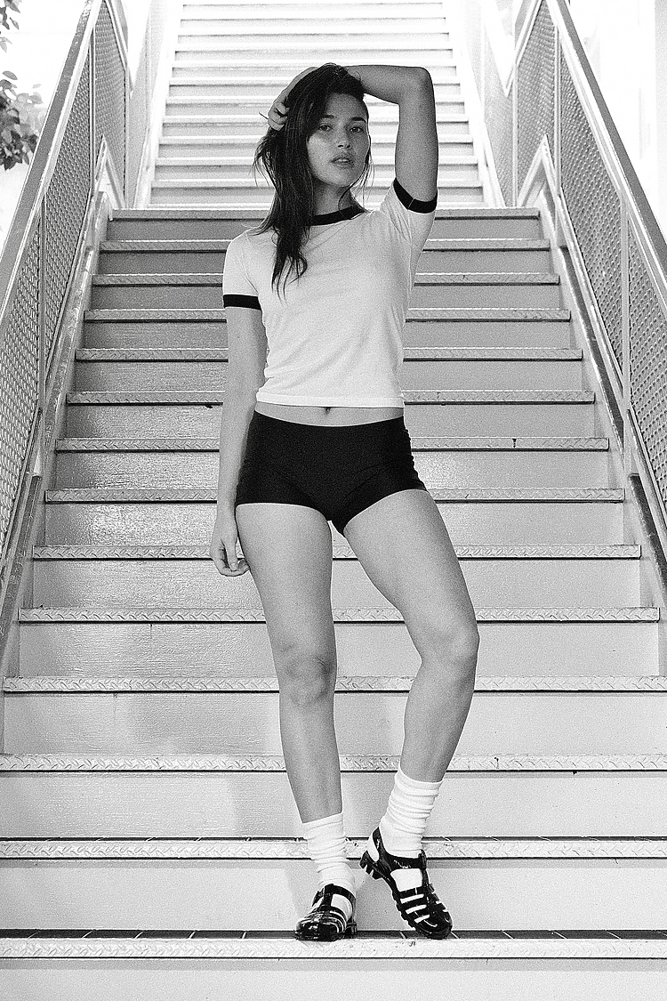 POLY COTTON RINGER WOMENS TEE WHITE/BLACK