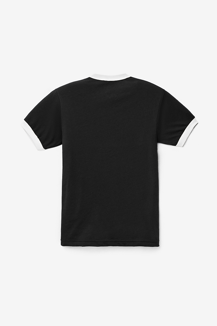 Mens Poly Cotton Ringer Black/White