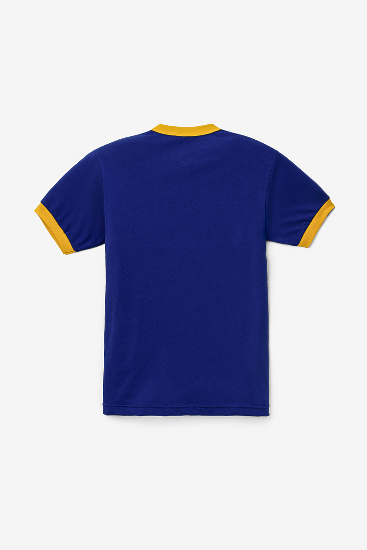 Mens Poly Cotton Ringer Lapis/Yellow
