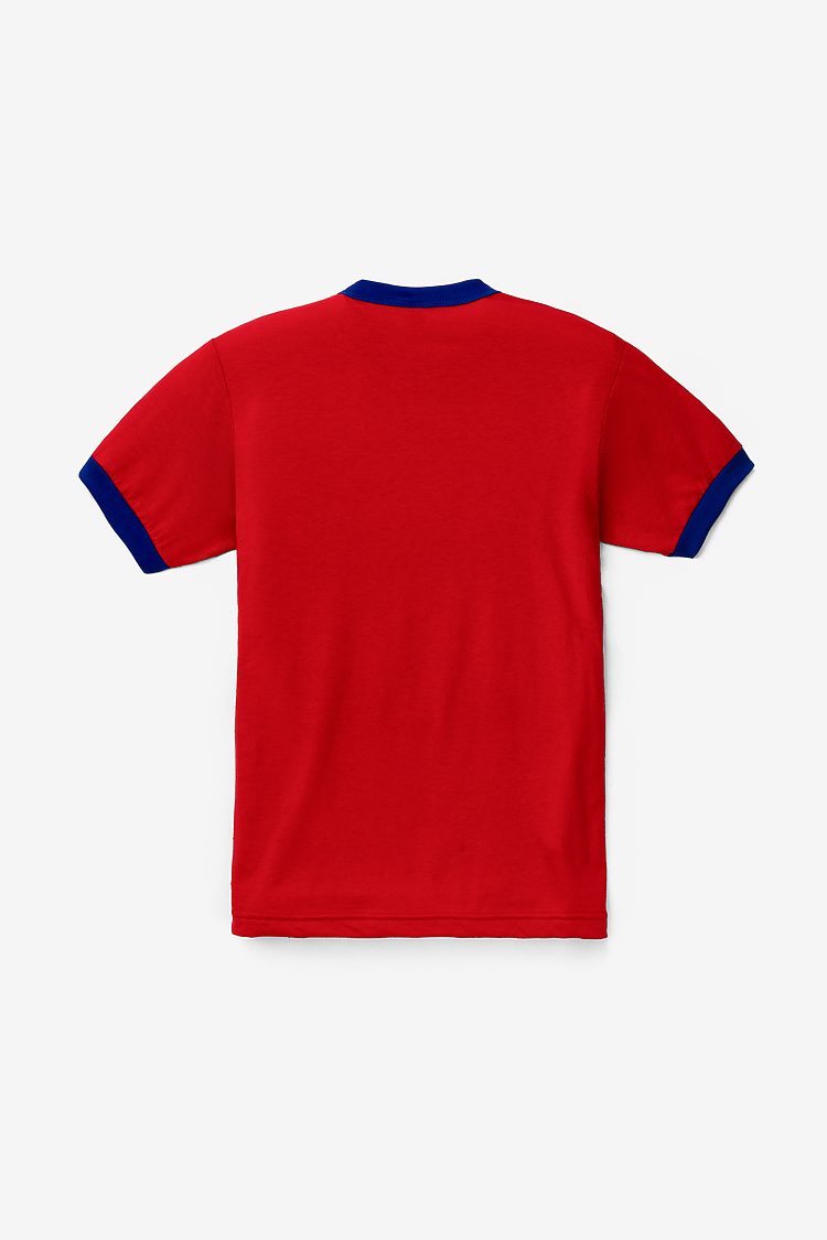 Mens Poly Cotton Ringer Red/Royal