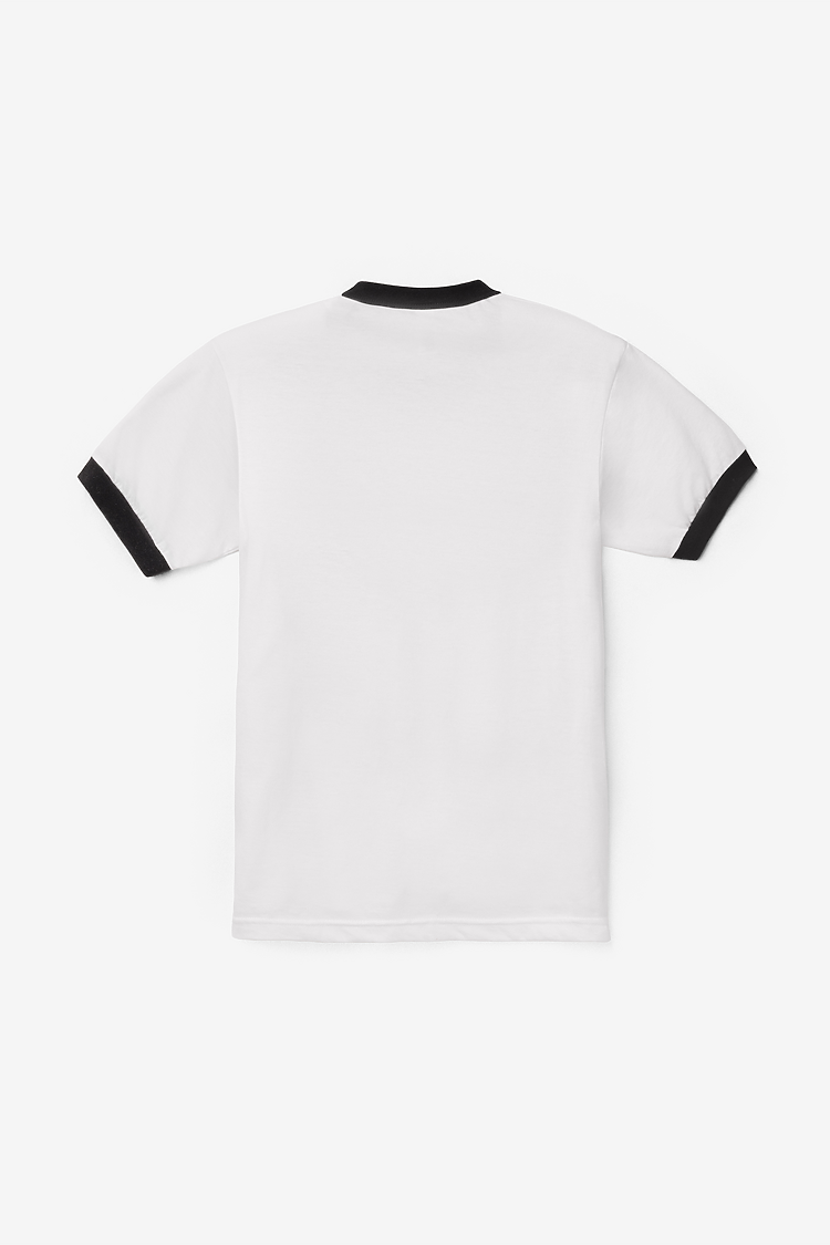 Mens Poly Cotton Ringer White/Black