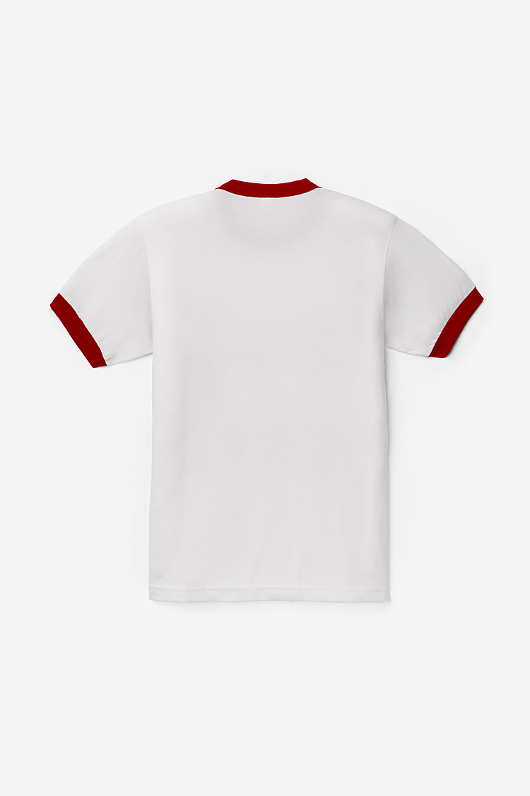 Mens Poly Cotton Ringer White/Red