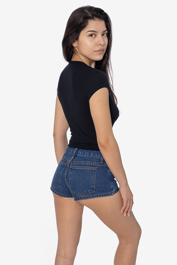 Poly Cotton Rib Cap Sleeve Tee Black