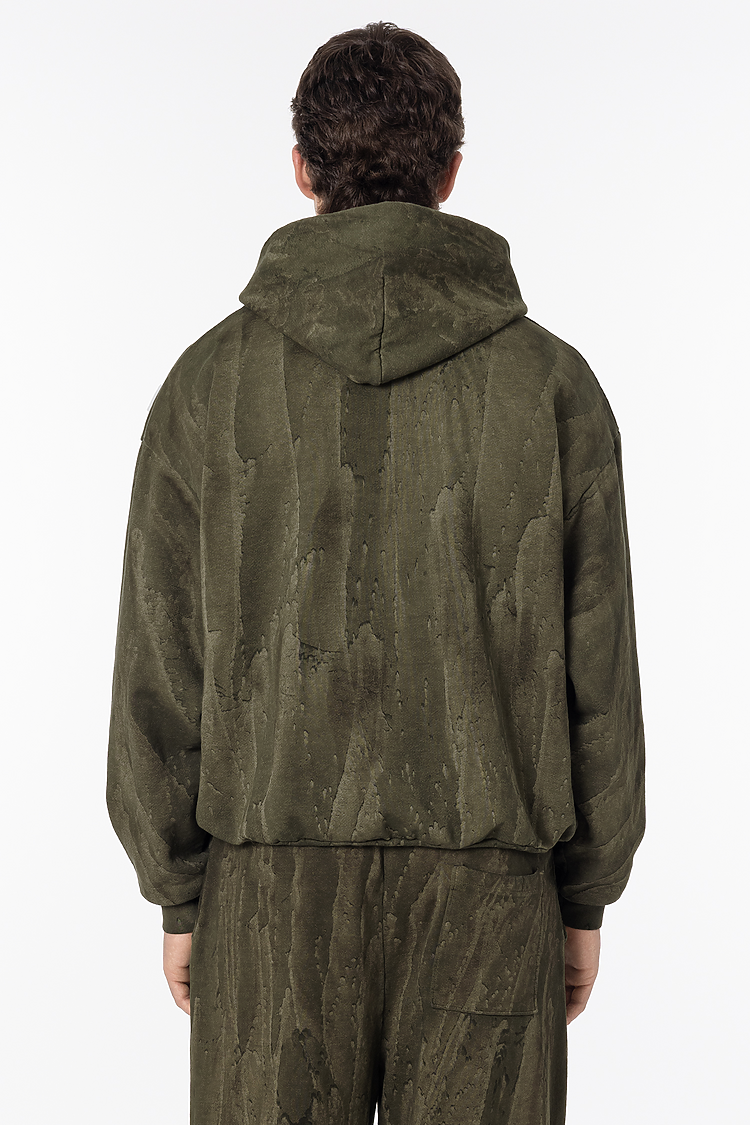 14oz Fleece Pullover Drip Dye Olive