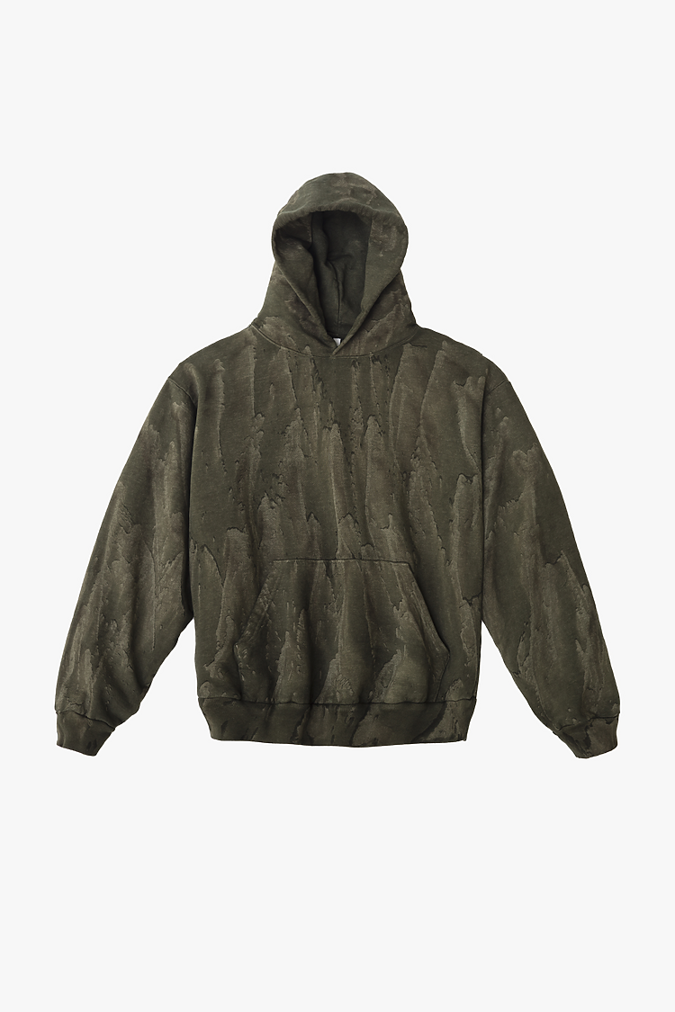 14oz Fleece Pullover Drip Dye Olive