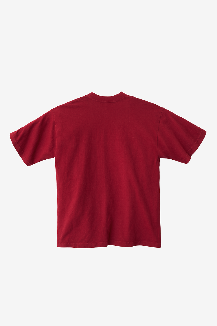 S/S GRMNT DYE CREW NECK CASE DARK RED