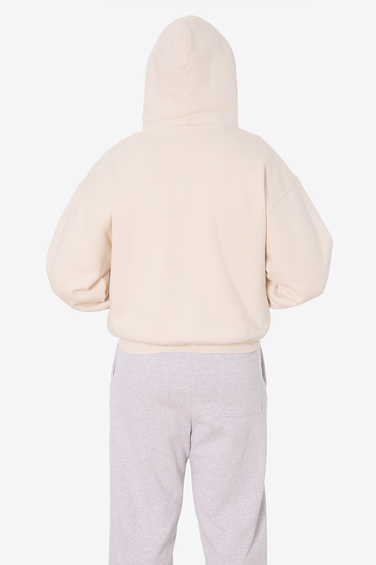 Thermal Lined Crop Zip Hoodie Creme