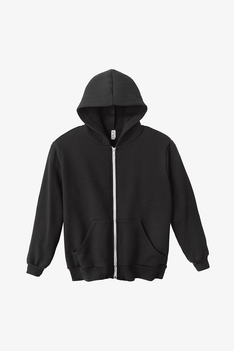 Kids Poly Cotton Zip Hoody Black