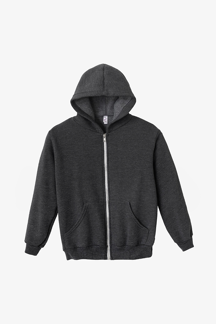 Kids Poly Cotton Zip Hoody Dark Heather Grey