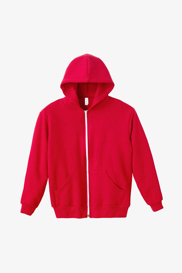 Kids Poly Cotton Zip Hoody Red