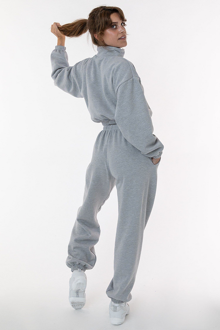Flex Fleece Crop Half Zip HEATHER GREY