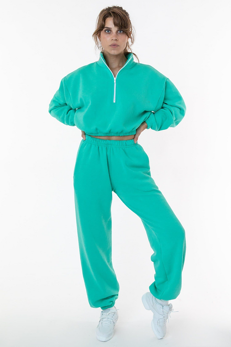 Flex Fleece Crop Half Zip Pool Green