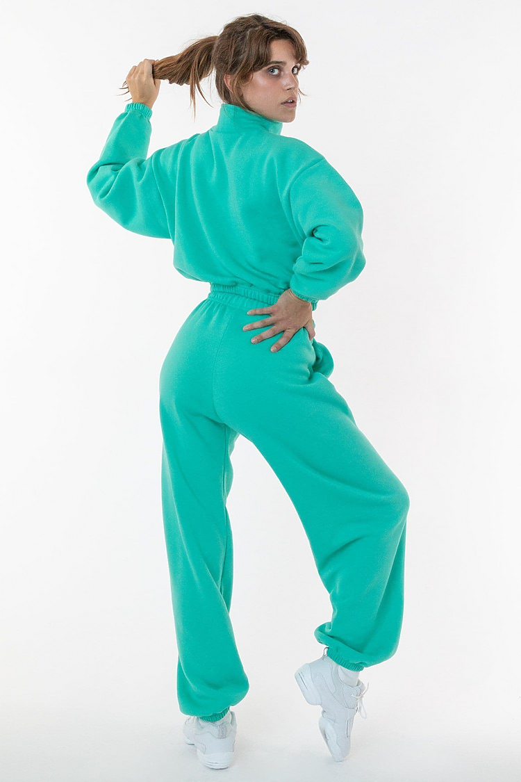 Flex Fleece Crop Half Zip Pool Green