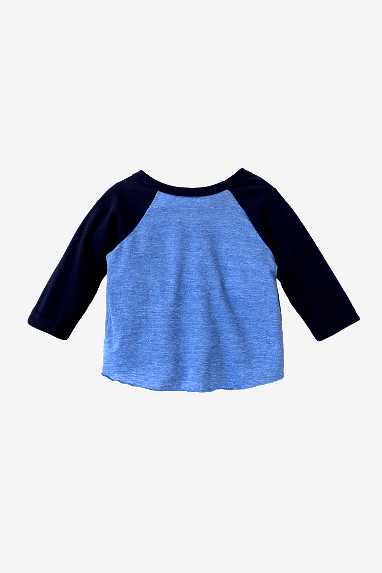 Infant 3/4 Slv Ply Ctn Raglan HEATHER LAKE BLUE/NAVY