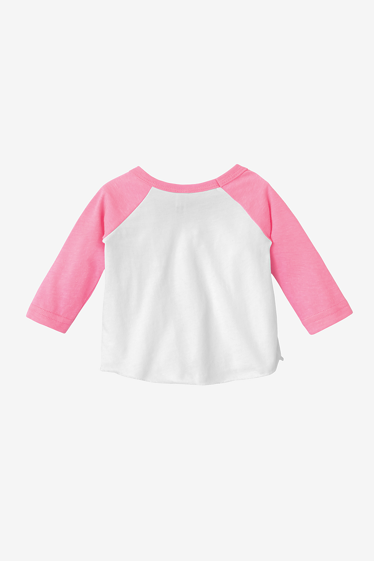 Infant 3/4 Slv Ply Ctn Raglan WHITE/NEON HEATHER PINK