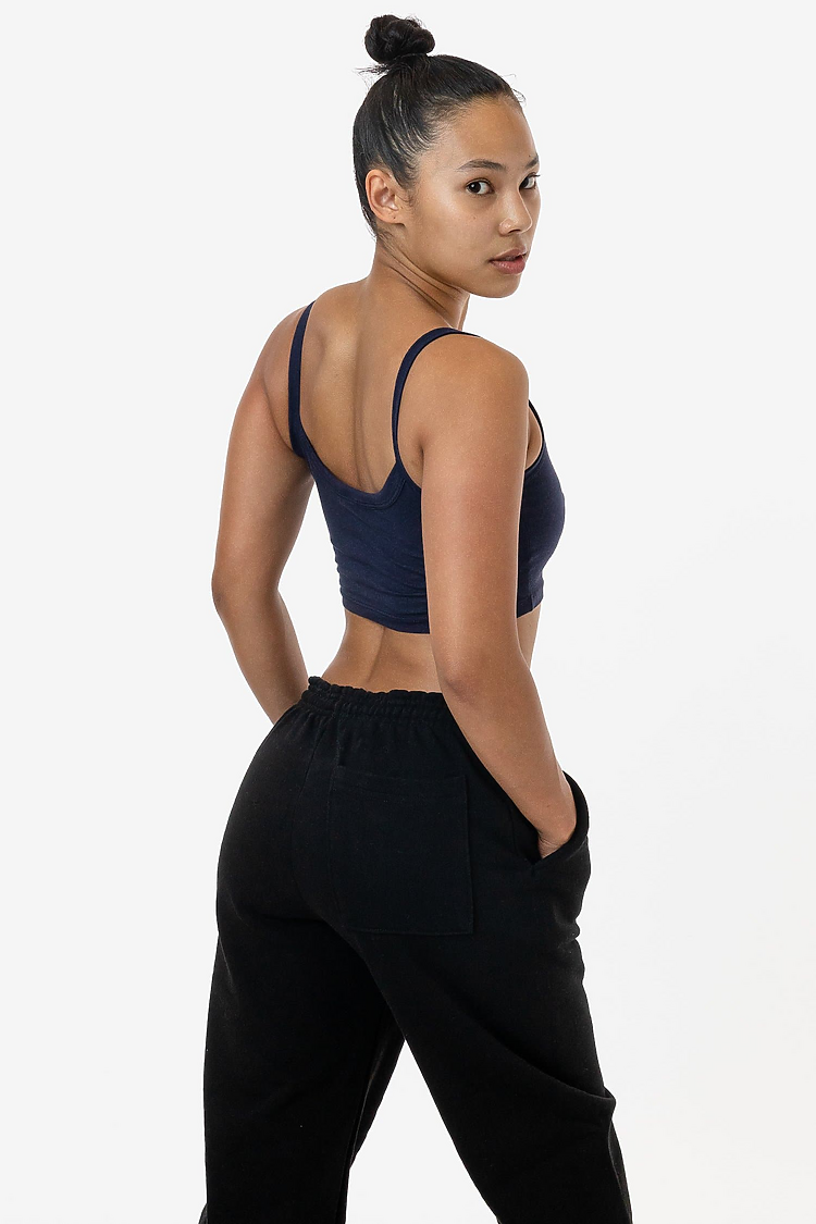 Poly Cottn Crop Spaghetti Tank NAVY