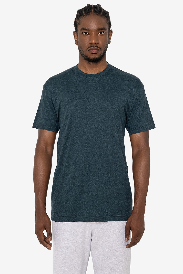 S/S Cotton-Poly Crew 3.8 oz BLACK AQUA