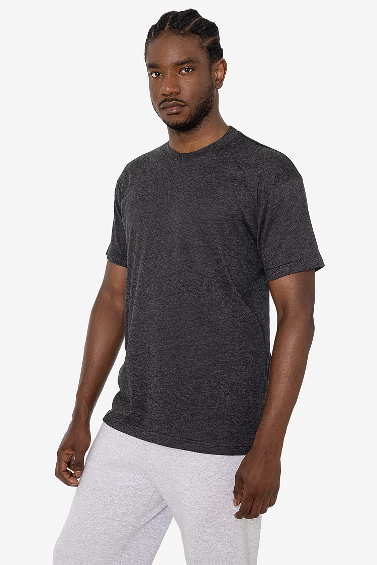 S/S Cotton-Poly Crew 3.8 oz HEATHER BLACK