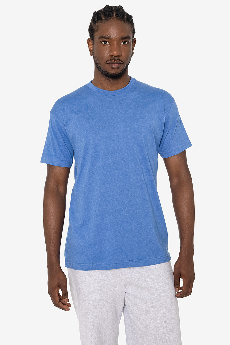 S/S Cotton-Poly Crew 3.8 oz HEATHER LAKE BLUE