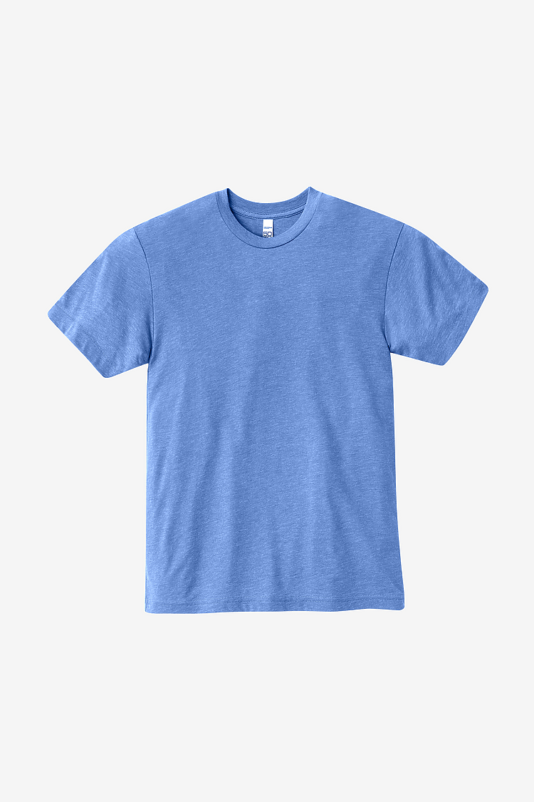 S/S Cotton-Poly Crew 3.8 oz HEATHER LAKE BLUE