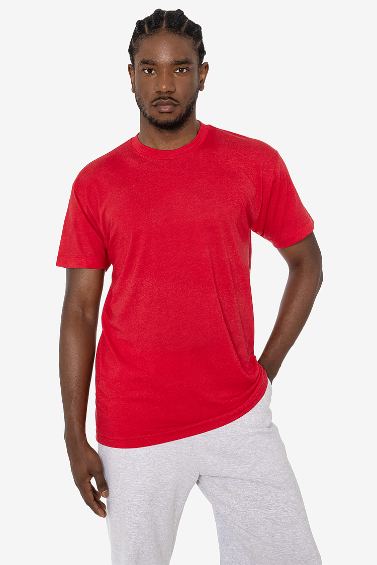 S/S Cotton-Poly Crew 3.8 oz Heather Red