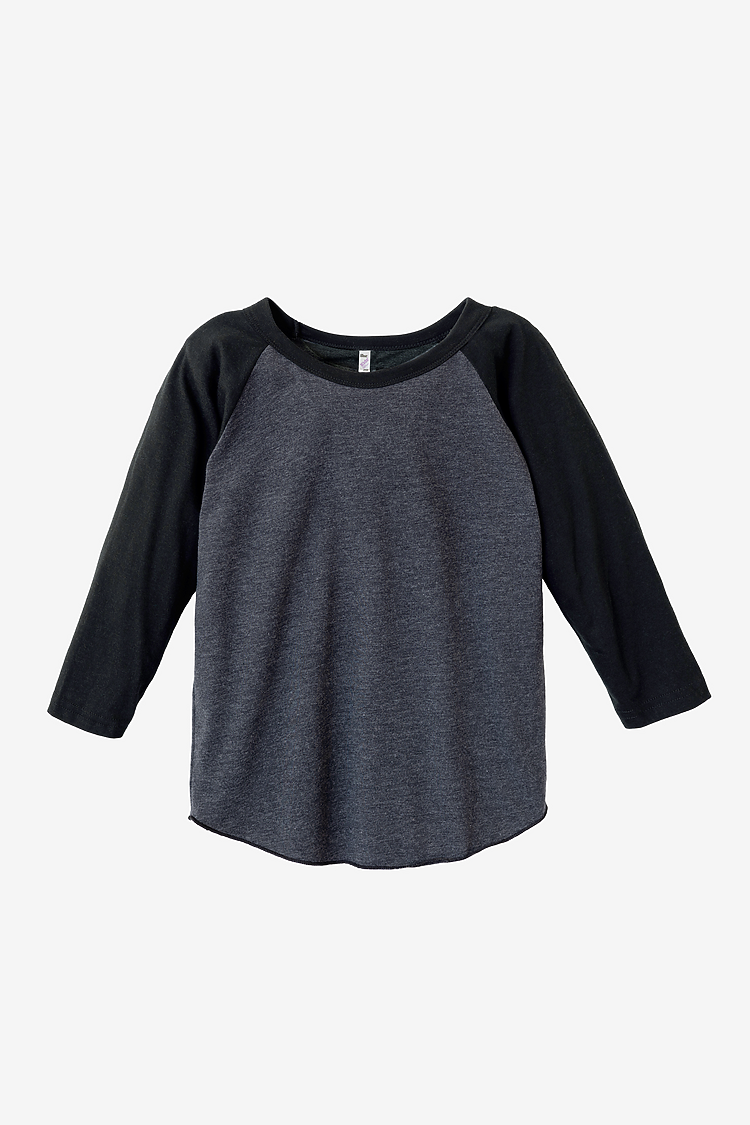 Toddler 3/4 Slv Ply Ctn Raglan HEATHER BLACK/BLACK
