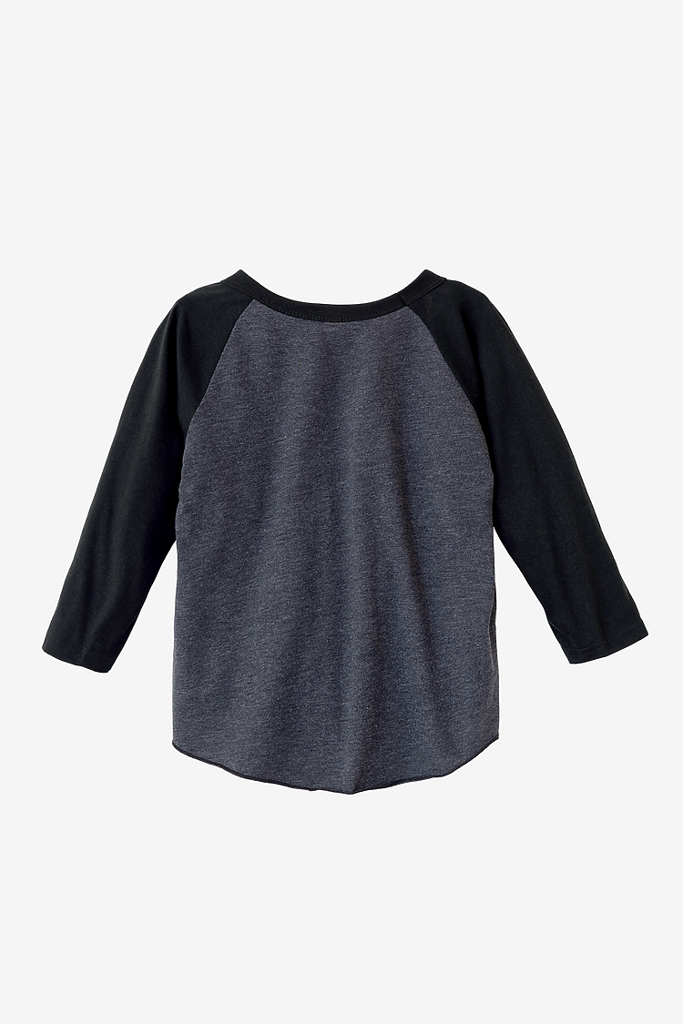 Toddler 3/4 Slv Ply Ctn Raglan HEATHER BLACK/BLACK