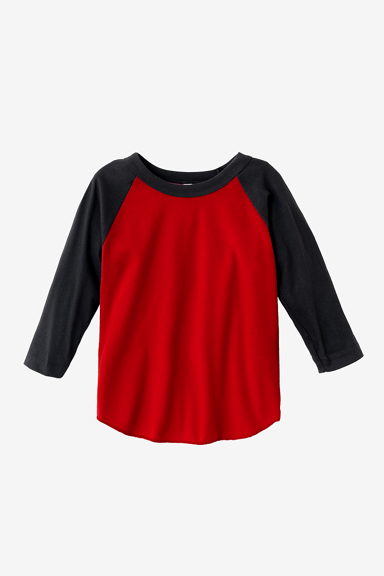 Toddler 3/4 Slv Ply Ctn Raglan RED/BLACK