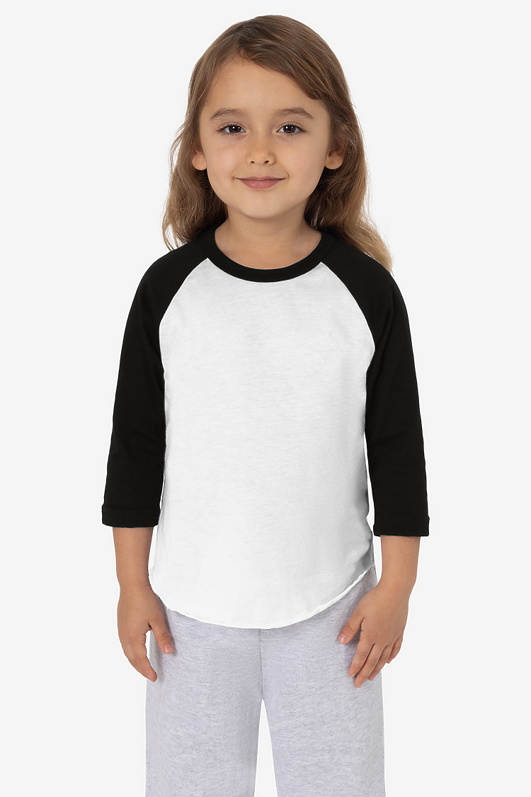 Toddler 3/4 Slv Ply Ctn Raglan WHITE/BLACK