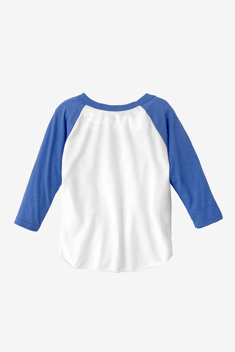 Toddler 3/4 Slv Ply Ctn Raglan WHITE/HEATHER LAKE BLUE