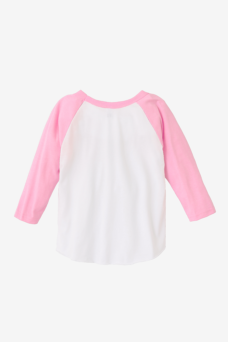 Toddler 3/4 Slv Ply Ctn Raglan WHITE/NEON HEATHER PINK